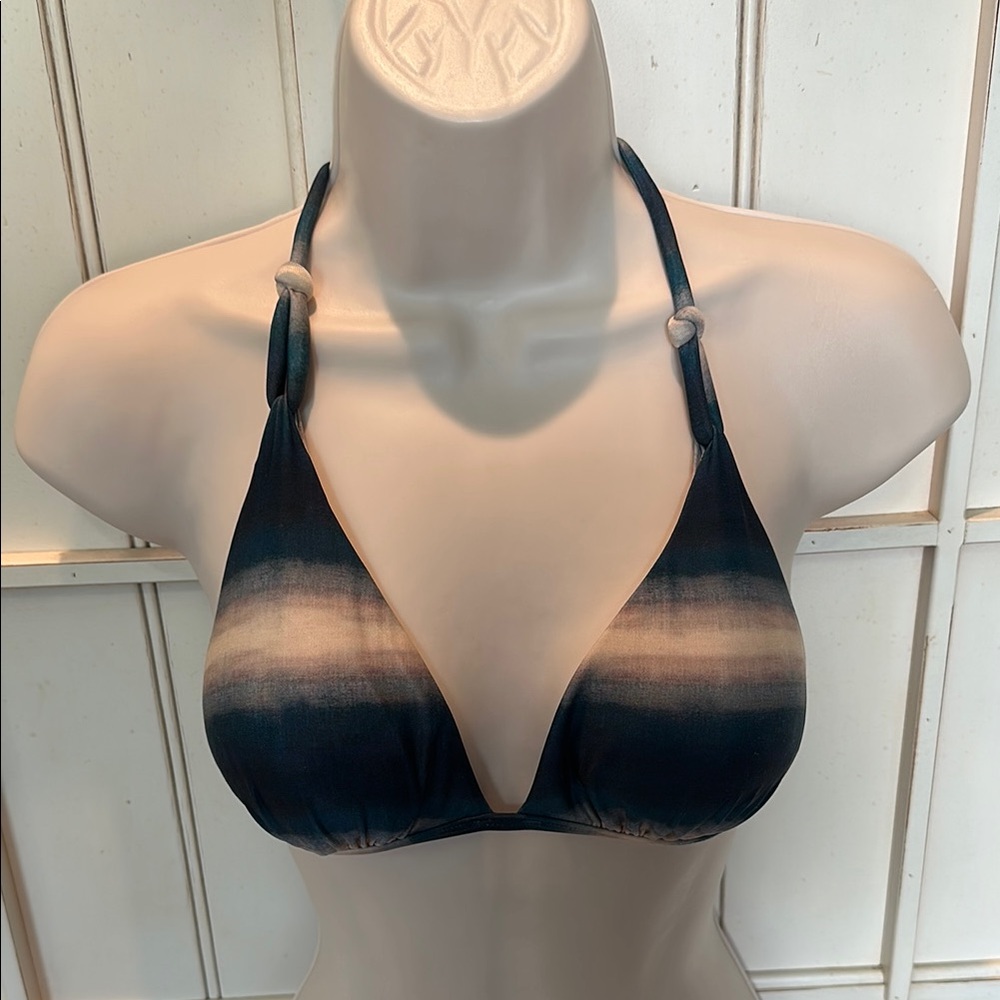 Vix Paula Hermanny Blue and Cream Bikini Top